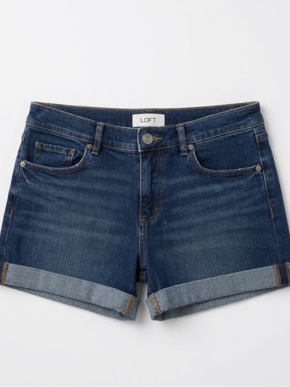 LOFT Women's Dark Blue Denim Cuffed Shorts Sz 4